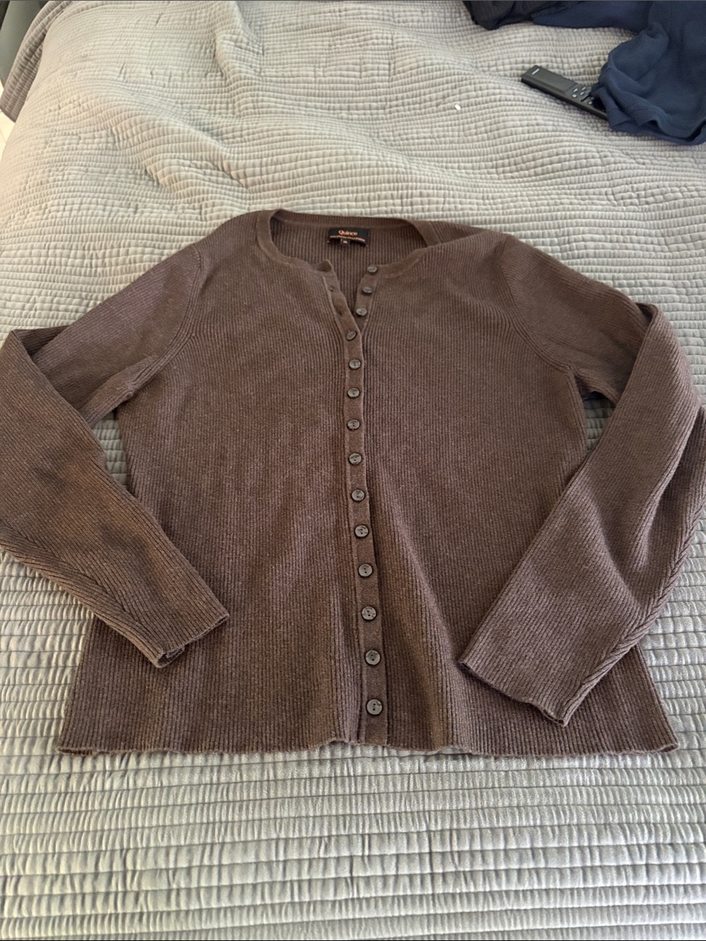 Quince Brown Button-Front Women's Cardigan